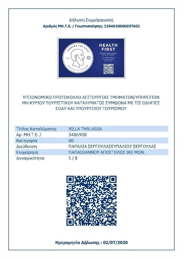 Villa Thalassa Paralia Sergoulas 外观 照片